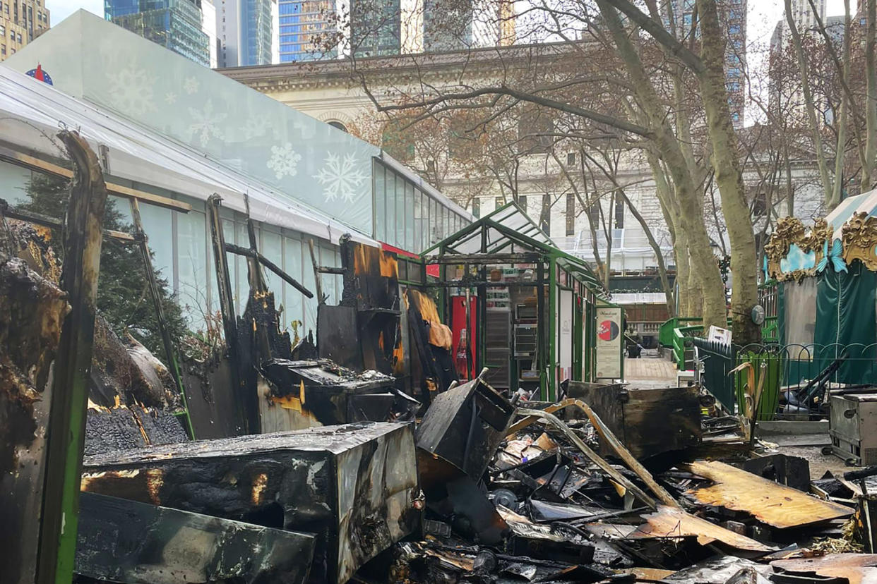 Fire erupts at Bryant Park holiday market in Manhattan